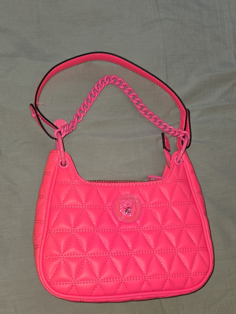Aldo Hot Pink Quilted Shoulder Bag with Chain Strap